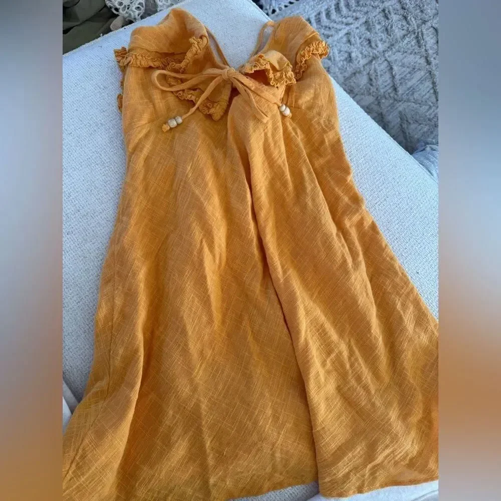Free People Forever Love Orange Mini Dress Size Large